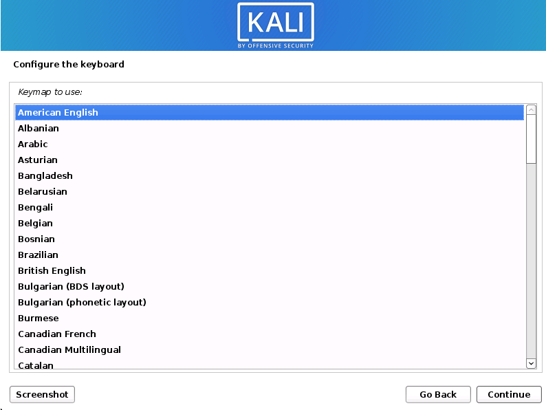 Configure Keyboard page